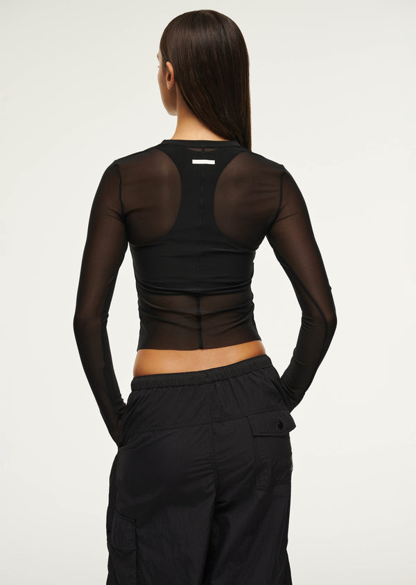 p.e nation Discovery mesh long sleeve tee in black