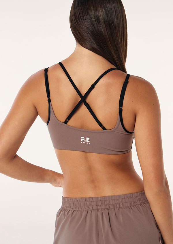 p.e nation Distortion sports bra in clay