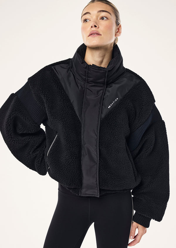 p.e nation District crop jacket in black