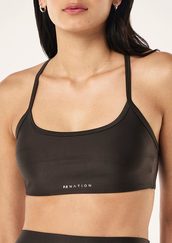 P.e Nation Fairmont Sports Bra In Smokestone