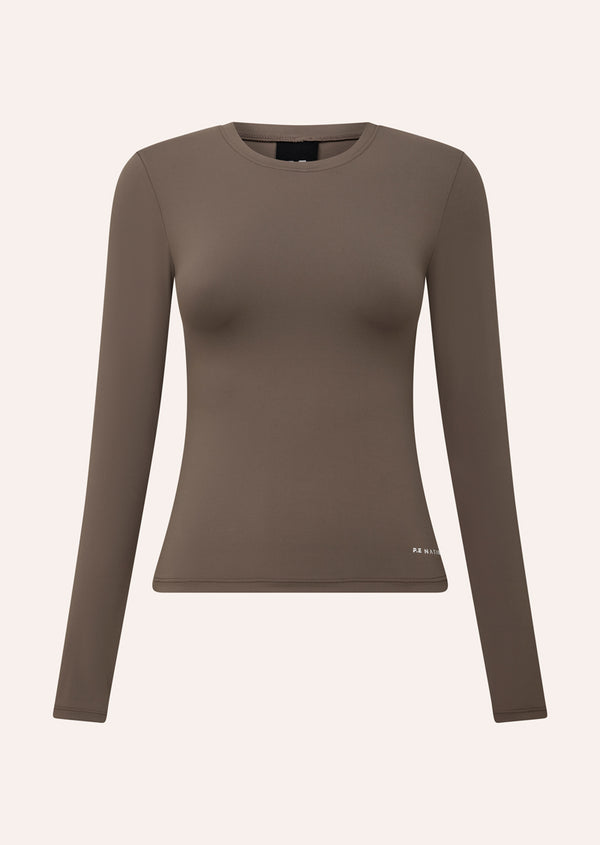 P.e Nation Foundation Long Sleeve Top In Walnut