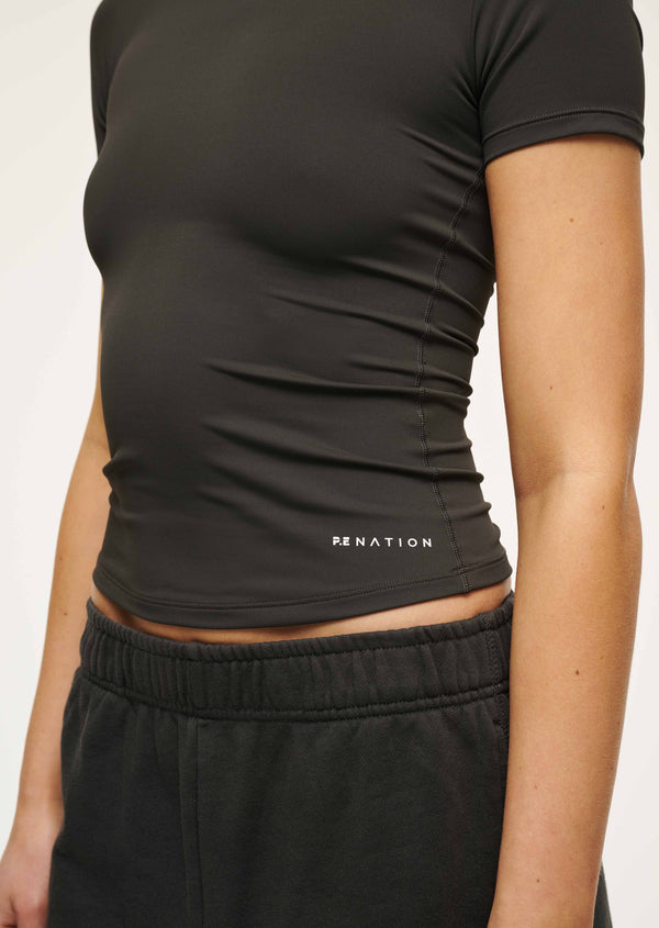 p.e nation Foundation short sleeve tee in asphalt