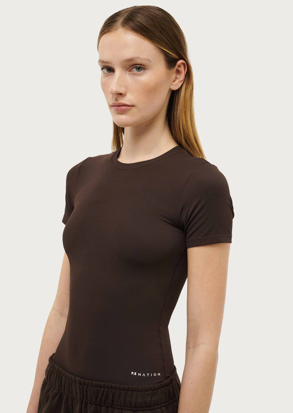 p.e nation Foundation short sleeve tee in coffee