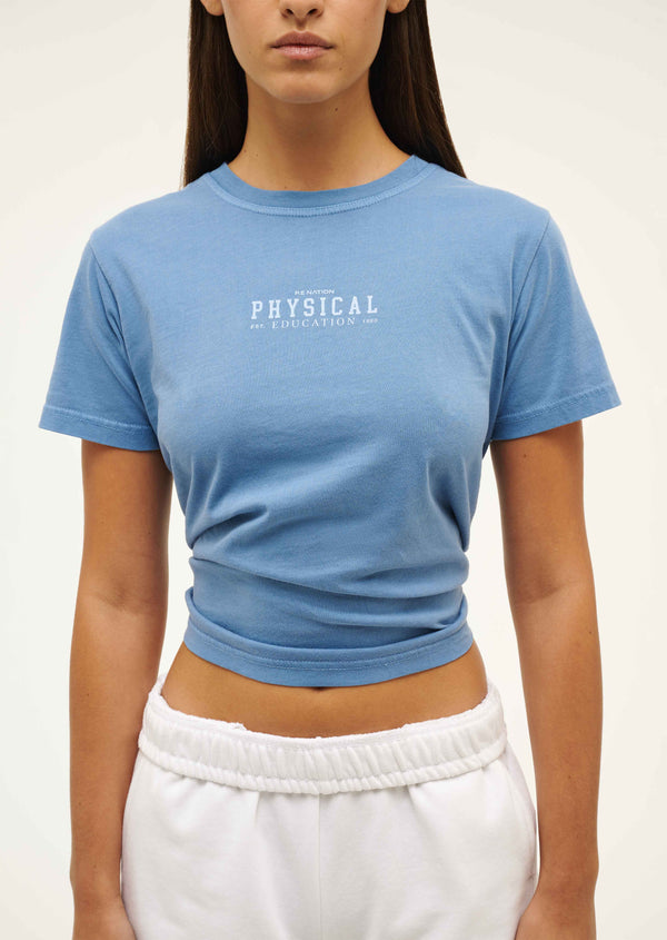 P.e Nation Fragment Tee In Washed Cornflower Blue