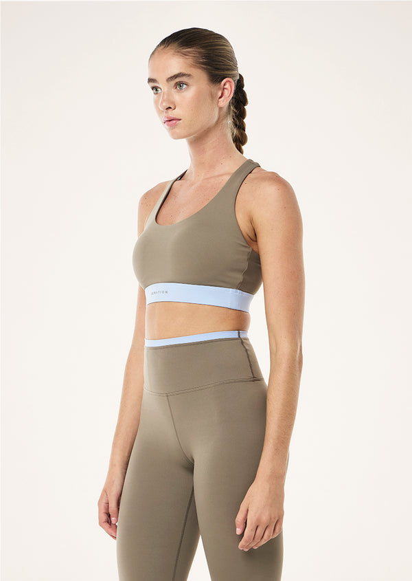 P.e Nation Frequency Sports Bra In Fawn & Dusty Blue