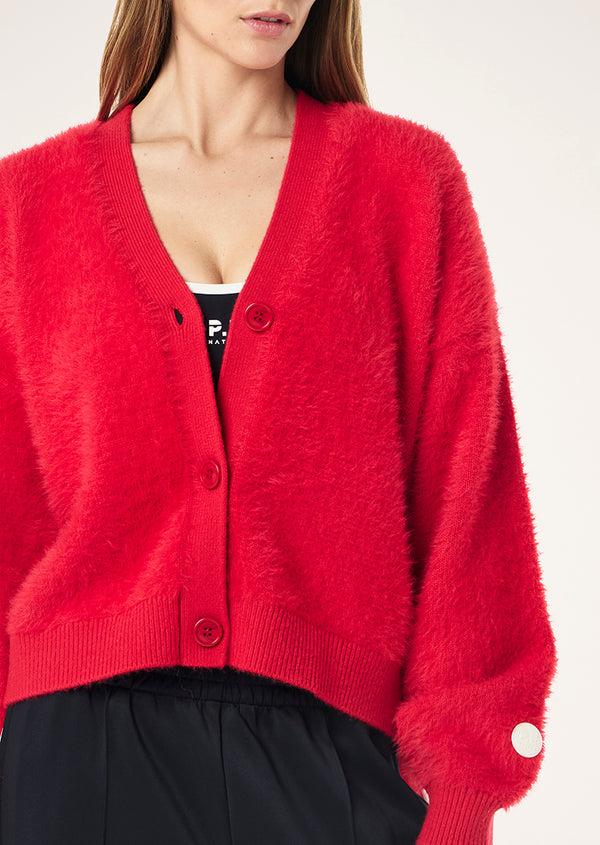 p.e nation Greenpoint knit cardigan in strawberry