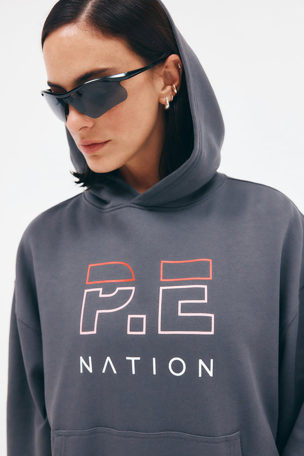 p.e nation Heads up hoodie in asphalt