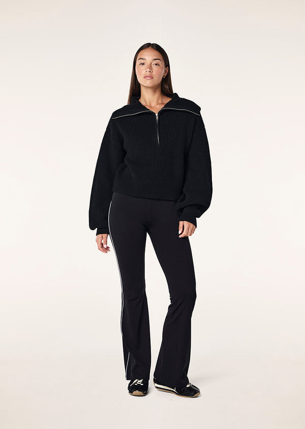 P.e Nation High Season Zip Neck Knit In Black