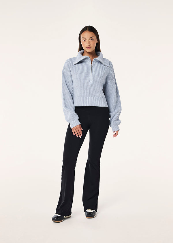 P.e Nation High Season Zip Neck Knit In Ice Blue
