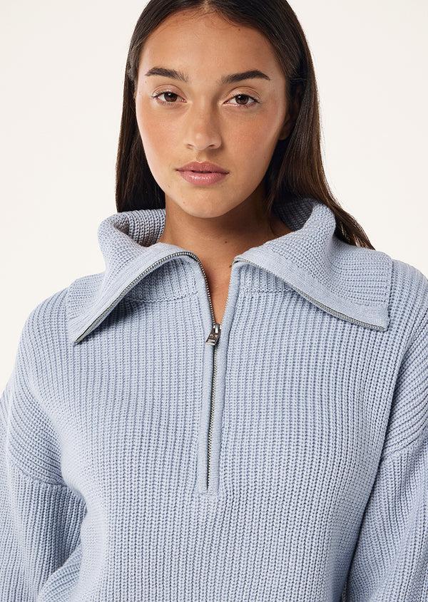 p.e nation High season zip neck knit in ice blue