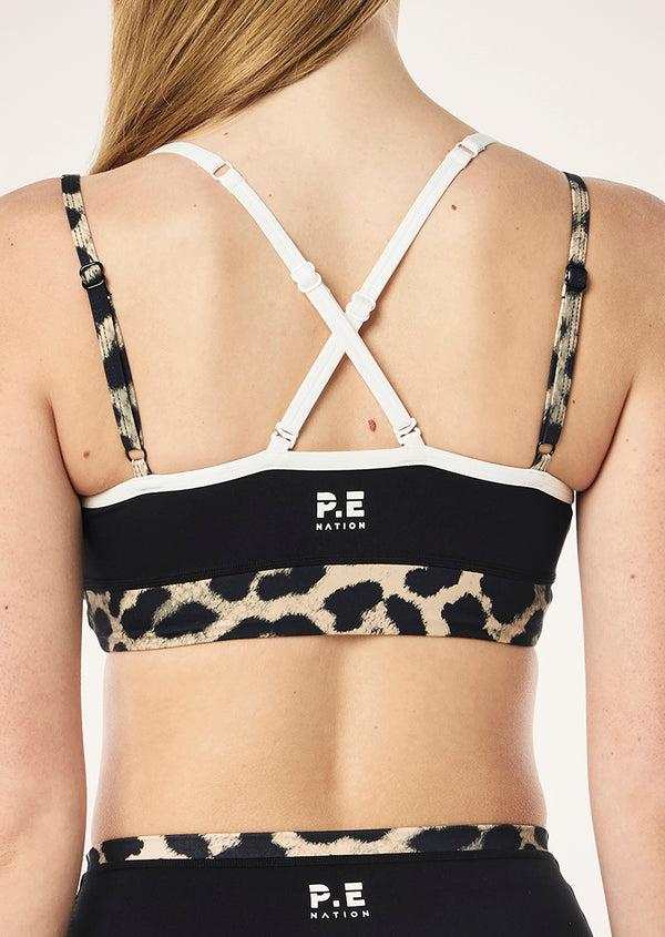 P.e Nation Paramount Sports Bra In Black & Leopard