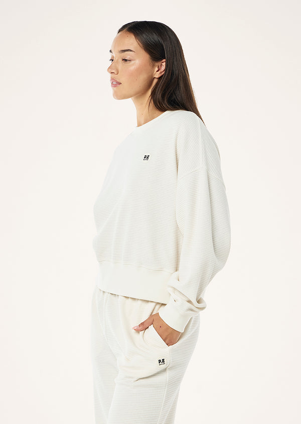 P.e Nation Printemps Waffle Sweat In Whisper White