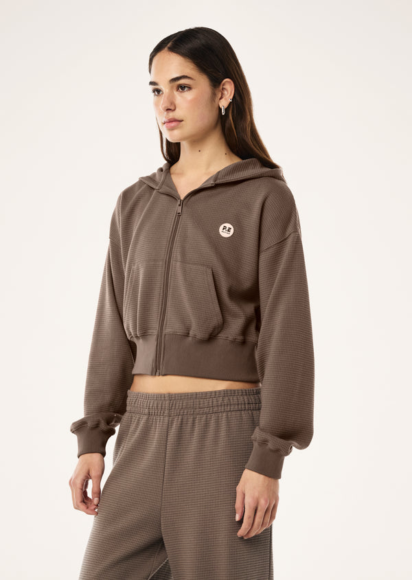 P.e Nation Printemps Waffle Zip Through In Walnut