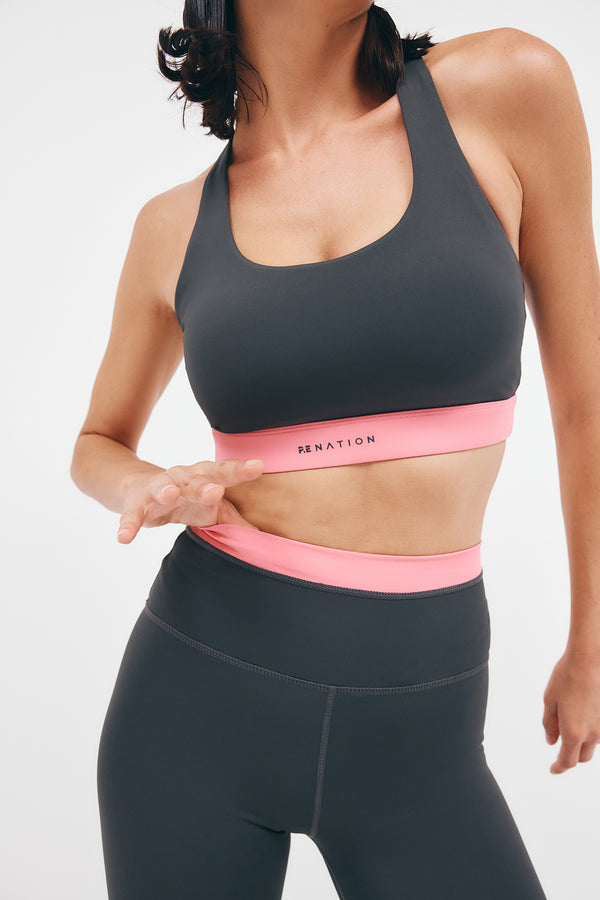 p.e nation Redefine sports bra in asphalt