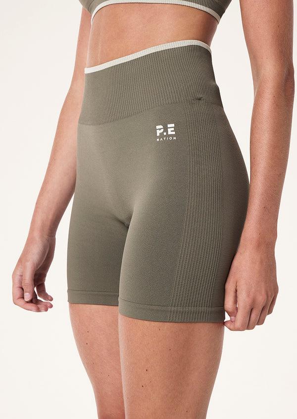 p.e nation Restore seamless 5" bike short in khaki