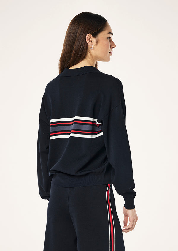 P.e Nation Retreat Collar Knit In Dark Sapphire