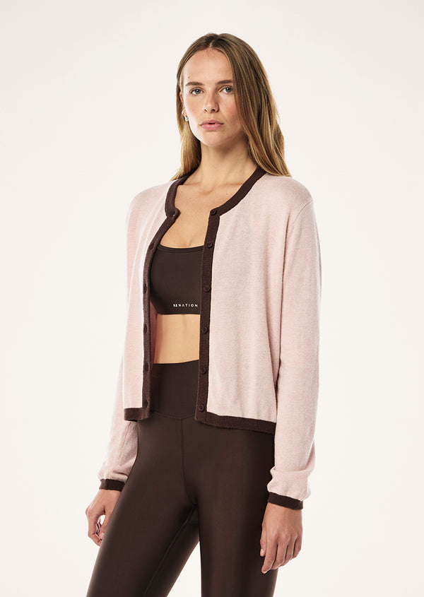 P.e Nation Rise Knit Cardigan In Chalk Pink