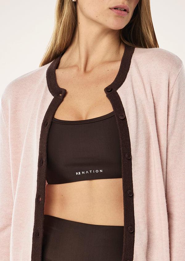 p.e nation Rise knit cardigan in chalk pink