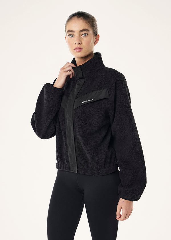 P.e Nation Shelter Sherpa Jacket In Black