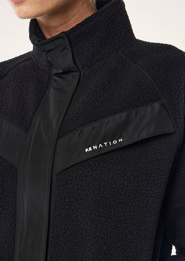 p.e nation Shelter sherpa jacket in black