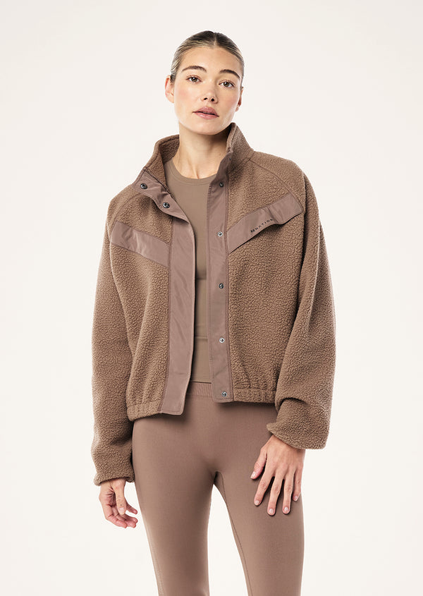 P.e Nation Shelter Sherpa Jacket In Fossil