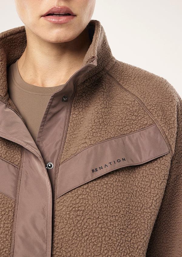 p.e nation Shelter sherpa jacket in fossil