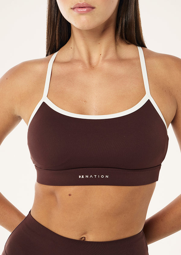 P.e Nation Signature Sports Bra In Mahogany