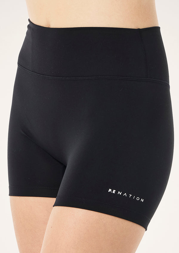 p.e nation Soft luxe 4" bike short in black