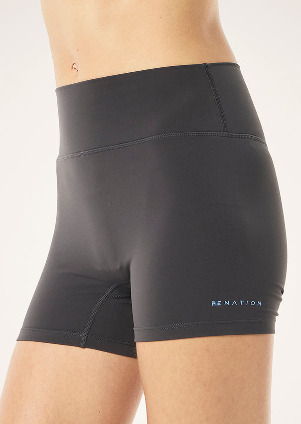 p.e nation Soft luxe 4" bike short in gunmetal