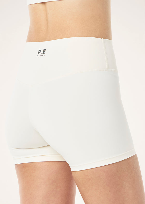 P.e Nation Soft Luxe 4" Bike Short In Whisper White