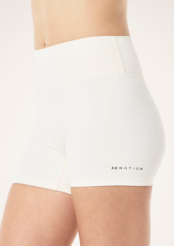 p.e nation Soft luxe 4" bike short in whisper white