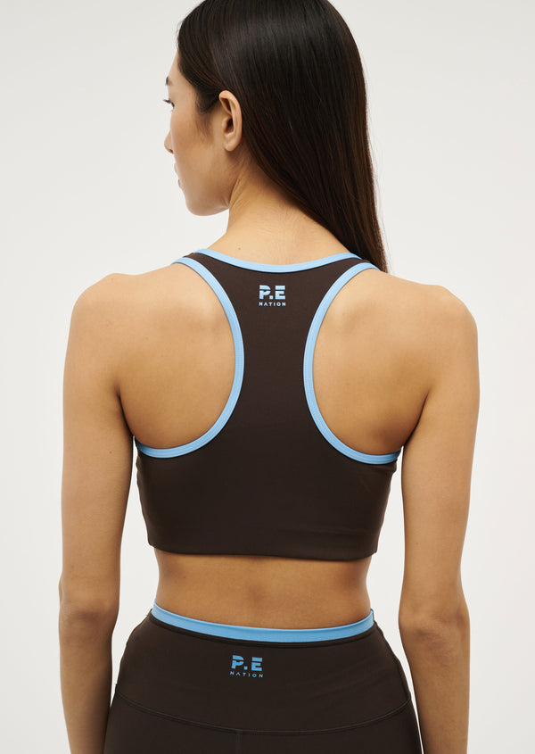 p.e nation Stellar sports bra in coffee