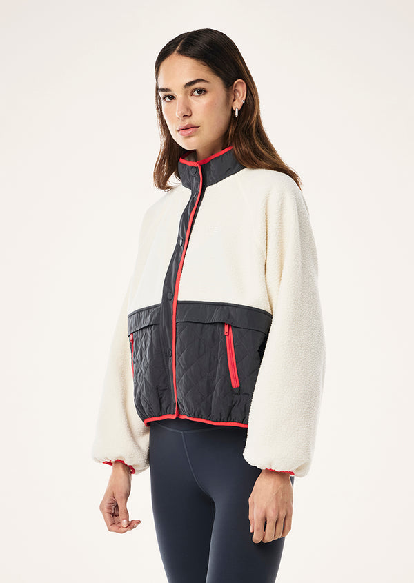 P.e Nation Technique Quilt Jacket In Whisper White