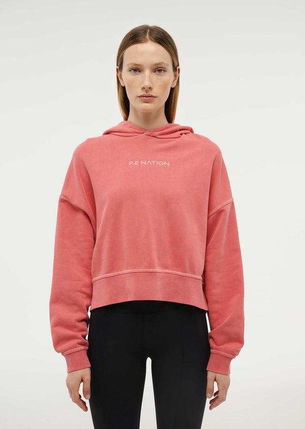 P.e Nation Transition Hoodie In Washed Poppy Red