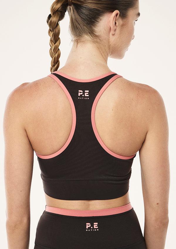 P.e Nation Vita Sports Bra In Licorice & Dusty Pink