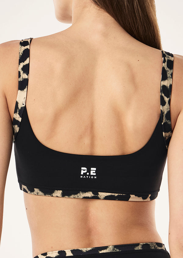 p.e nation Vivid sports bra in black & leopard