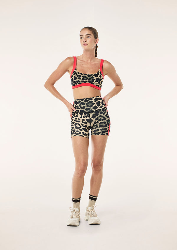 P.e Nation Vivid Sports Bra In Leopard & Strawberry