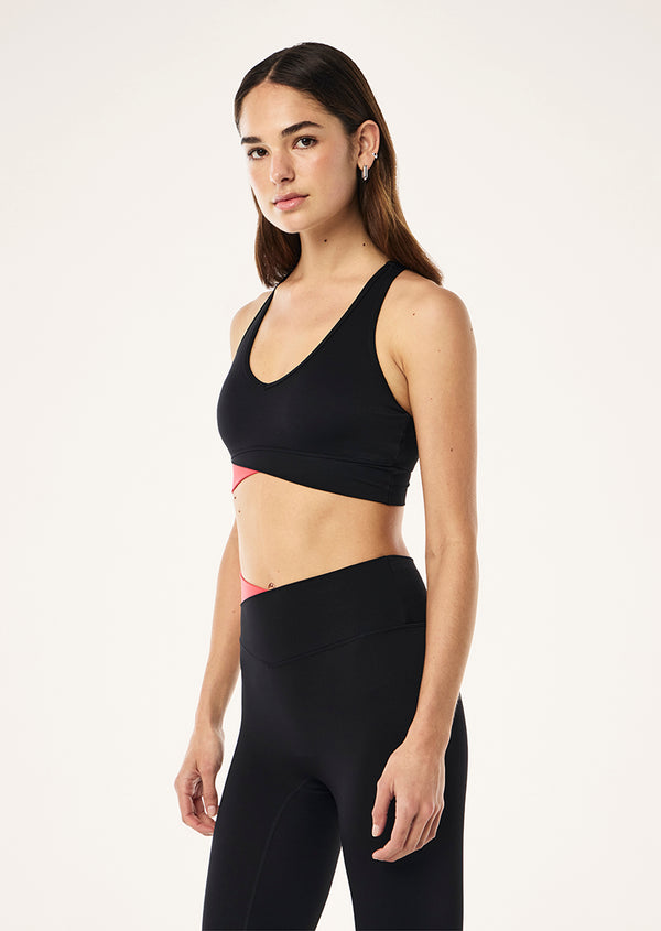 P.e Nation Wander Sports Bra In Black & Strawberry