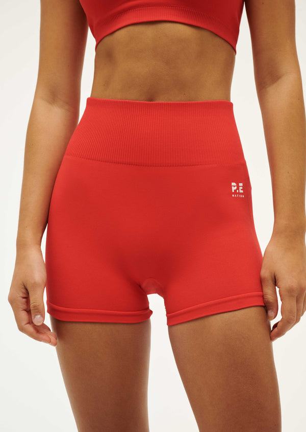 P.e Nation Restore Seamless 2.5" Bike Short In Poppy Red