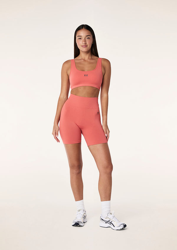 P.e Nation Restore Seamless 5" Bike Short In Brick Red