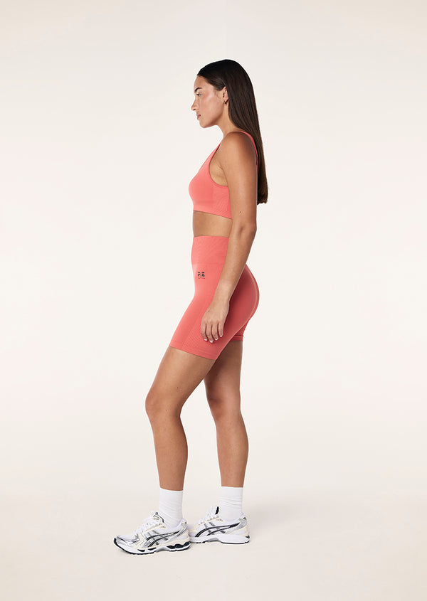 P.e Nation Restore Seamless 5" Bike Short In Brick Red