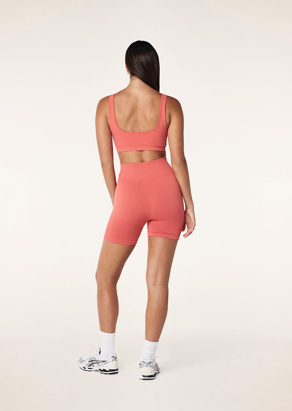 P.e Nation Restore Seamless 5" Bike Short In Brick Red