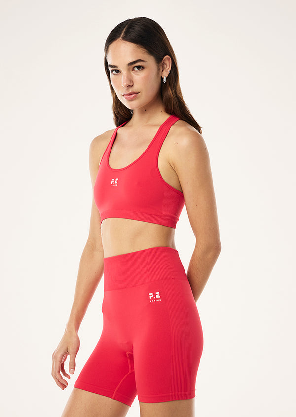 P.e Nation Restore Seamless Sports Bra In Strawberry