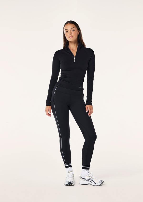 P.e Nation Routine Quarter Zip Long Sleeve Top In Black