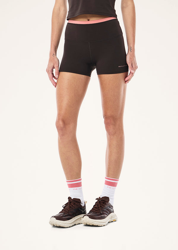 P.e Nation Vita 2.5" Bike Short In Licorice & Dusty Pink