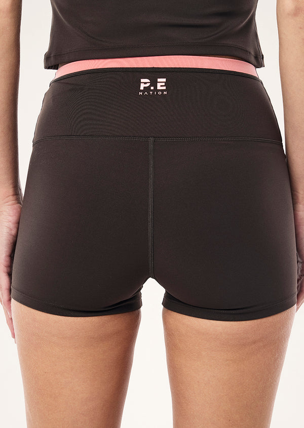p.e nation Vita 2.5" bike short in licorice & dusty pink