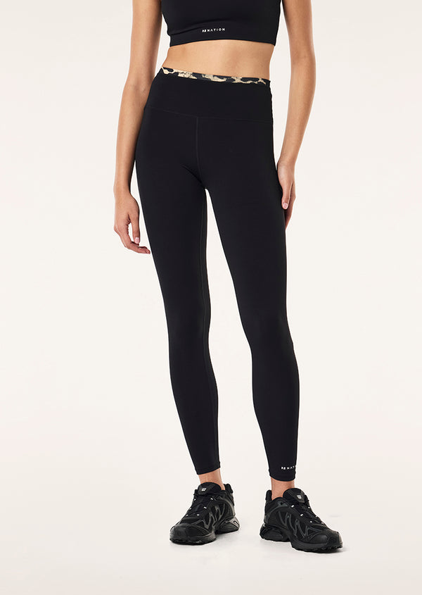 P.e Nation Vita Full Length Legging In Black & Leopard