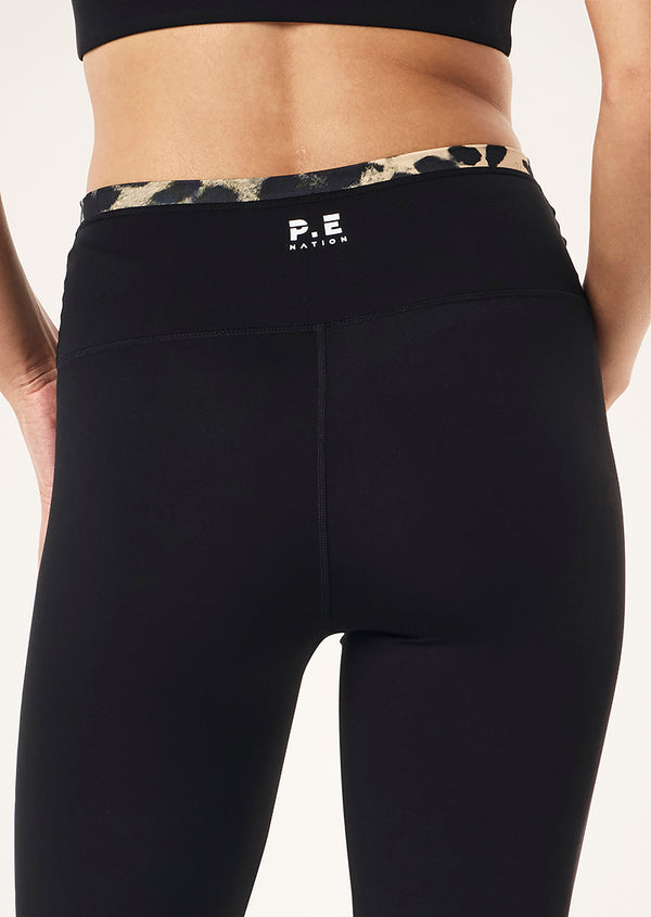 p.e nation Vita full length legging in black & leopard