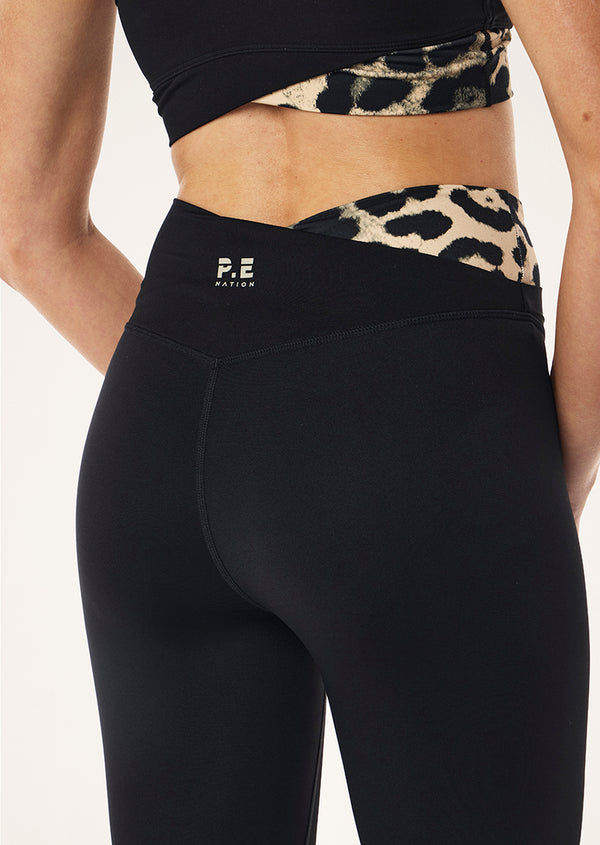 p.e nation Wander full length legging in black & leopard