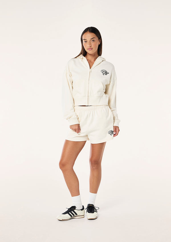 P.e Nation Warm Up Zip Through Hoodie In Whisper White